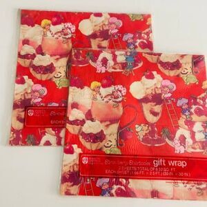 Vintage strawberry shortcake  Gift wrap 2 pack of 2 sheets total  8.33 Sq ft Eac